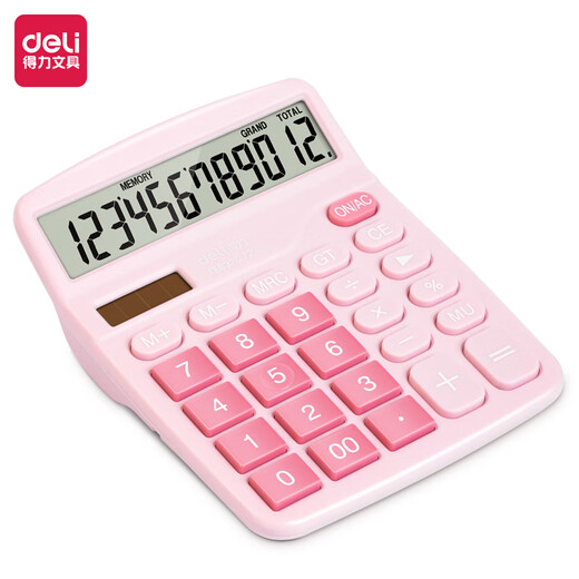 
Deli 837 calculator for office accounting solar energy students for university finance small portable dual power supply commercial computer stationery [Sakura Powder] dual power supply (battery delivery)