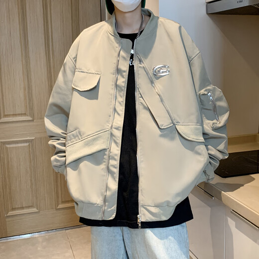 
POUM jacket men's 2023 autumn and winter high street handsome pilot American retro design oversize jacket CRB-J683 black M