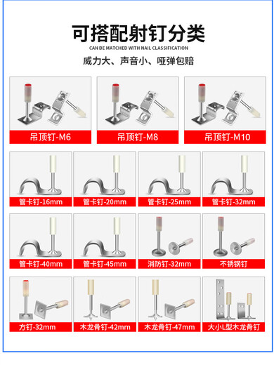 
Shengdiou (SHENGDIOU.COM) ceiling artifact integrated nail gun special concrete cement silence decoration tool S9900S single machine head + consumable parts + 3 layers of rust prevention + power adjustment