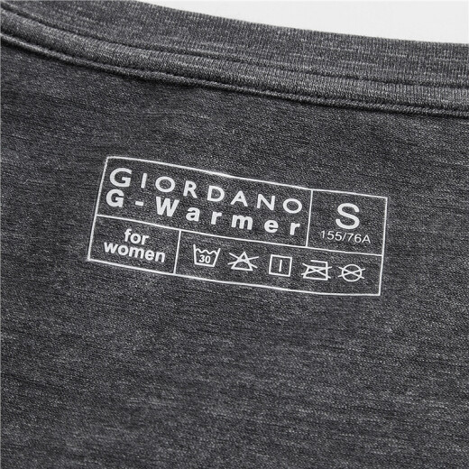 Giordano T-shirt Giordano Women's Thermal Underwear G-Warmer V-neck Thermal Stretch Bottoming Shirt 0551060241 Snowflake Dark Gray Small Size