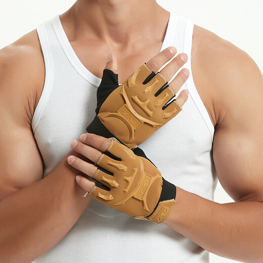 Yu Zhaolin (YUZHAOLIN) half-finger fitness sports gloves men's equipment training iron non-slip wear-resistant horizontal bar deadlift outdoor cycling black one size