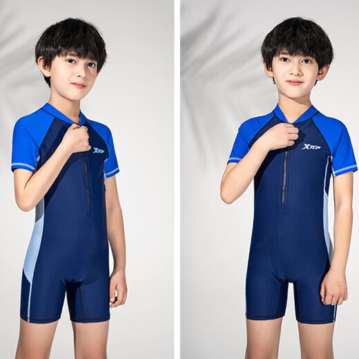 XTEP (XTEP) children's swimsuit boys one-piece small, medium and large children's quick-drying sun protection hot spring swimsuit Navy Blue 10#