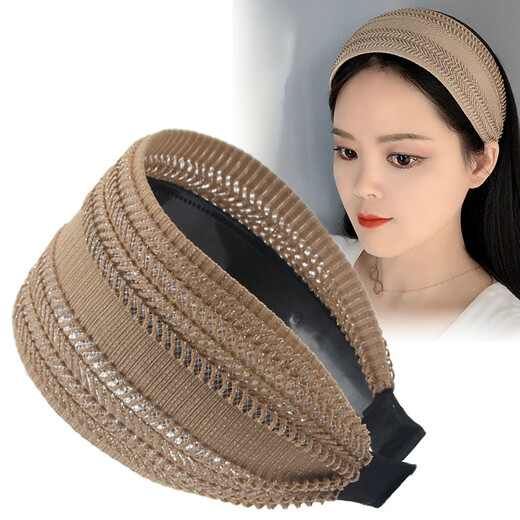 Meng Junchen headband hair accessory simple wide-brimmed toothed anti-slip hairpin hollow white-covering hairband for women black