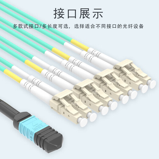 辉宏时代 光纤跳线MPO-MPO/LC/FC8芯12芯24芯OM4万兆多模40G/100G/200G/400G一分四光模块跳纤MTP集束光缆 MPO-LC8芯（OM3） 1米