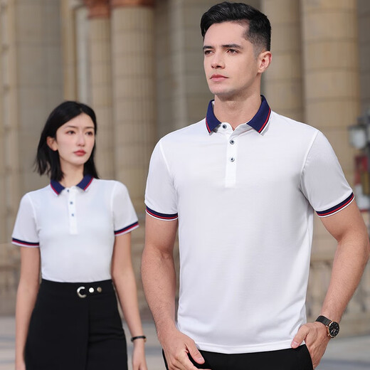 蔚印polo衫定制印logo工作服文化衫翻领工衣棉短袖t恤工服夏季订制男 9902白色 XL