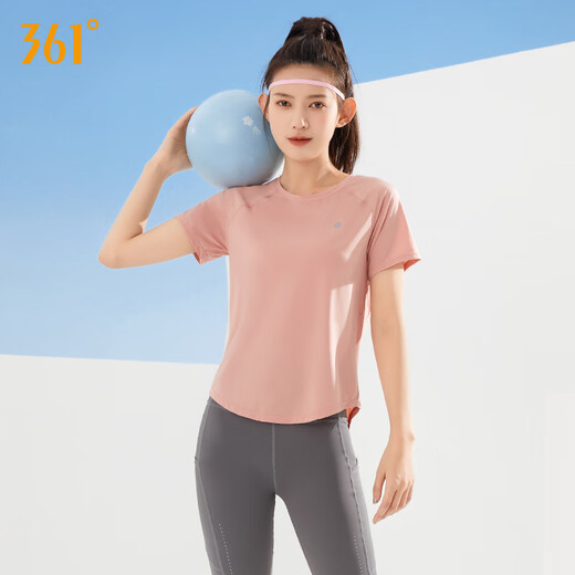361 Yoga Wear Women's Short Sleeve Running Top Training Pilates Sports T-Shirt Loose Fitness Wear Blue 2006 M