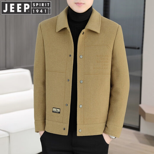 Jeep Spirit Spirit Шерстяная шерстяная куртка мужская короткая двухсторонняя никай пальто 2024 Осень и зима Новая мужская утолщенная твидовая куртка серая 180/xl [130-150jin [Джин равняется 0,5 кг]]]]
