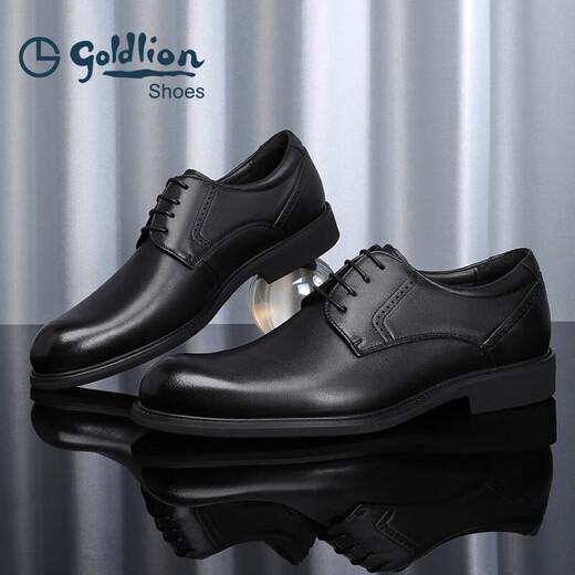 Goldlion Men's Shoes Formal Business Casual Shoes Comfortable Lightweight Breathable Fashion Leather Shoes 58083057101A Black Size 43