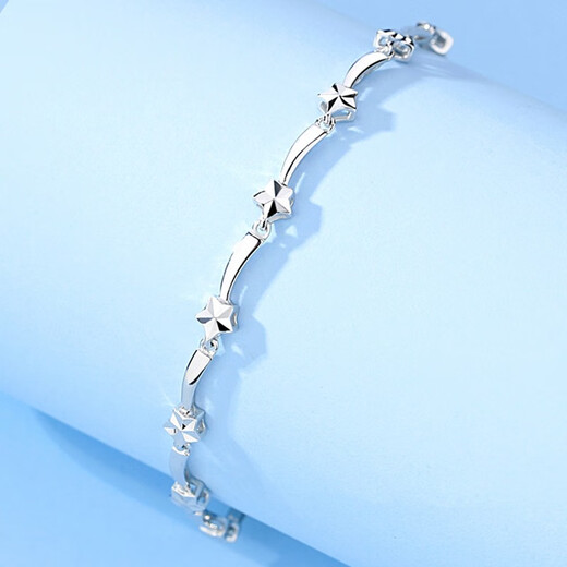 LAOLATU star platinum bracelet for women PT950 platinum jewelry with engraved light luxury Chinese Valentine's Day gift for girlfriend and wife Platinum star bracelet limited stock