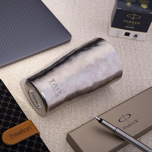 TAIC Titanium pure titanium beer cup double-layer vacuum water cup titanium cup juice cup milk cup coffee cup Hercules cup ultra-light high-end gift cup Haoyue Silver