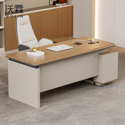 Wolin E0 level manager desk boss desk simple modern high-end president single supervisor office desk and chair combination single side cabinet-1.6m boss desk + chair