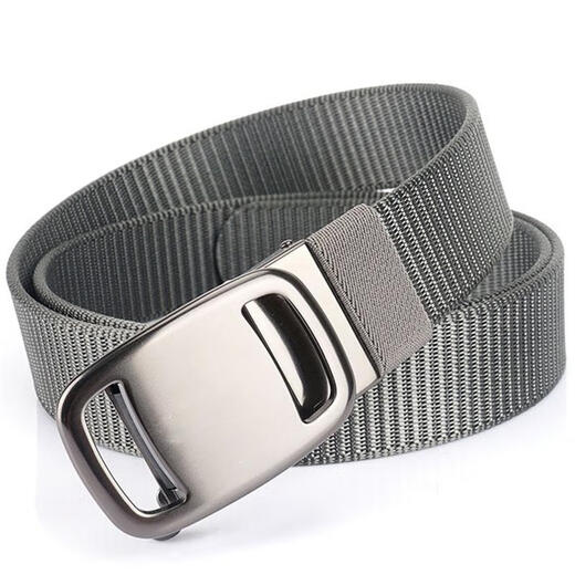 VANLUNTALU canvas belt men's automatic buckle braided tactical belt youth outdoor casual simple and versatile trendy jeans belt Chinese silver military green cloth belt 120cm
