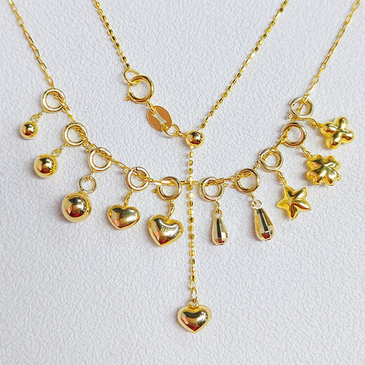 DL 1998 Fat Donglai same style 18K gold pendant, five-pointed star necklace, bracelet, tail pendant, chain tail accessories, connecting buckle, anklet, ear wire, gold color + 4.0 spring buckle (live), 2.5mm water drop beads