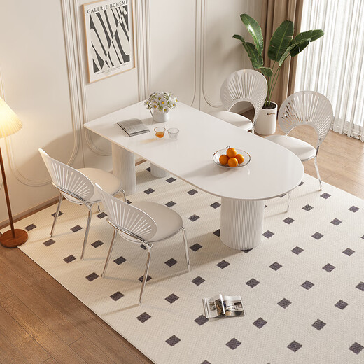 
Pashaman (pashaman) rock slab island dining table integrated with small apartment Italian minimalist cream style matching caterpillar dining chair*4 pictures 1047P