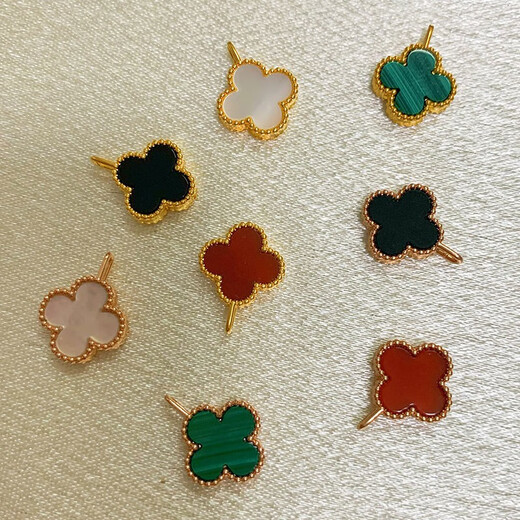 18K gold four-leaf clover pendant color gold rose gold female gold necklace pendant au750 birthday gift for girlfriend 18K rose gold (single pendant) 15mm red agate stone