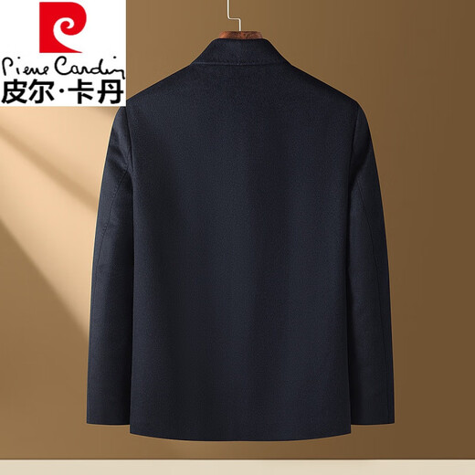 Pierre cardin cashmere wool jacket with autumn and winter short daddy's thin woolen jacket men's coat black 3XL 190/104A