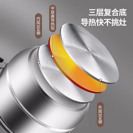 MAXCOOK 304 stainless steel steamer 28CM two-layer double bottom universal gas stove induction cooker two-layer MCZ788 30cm