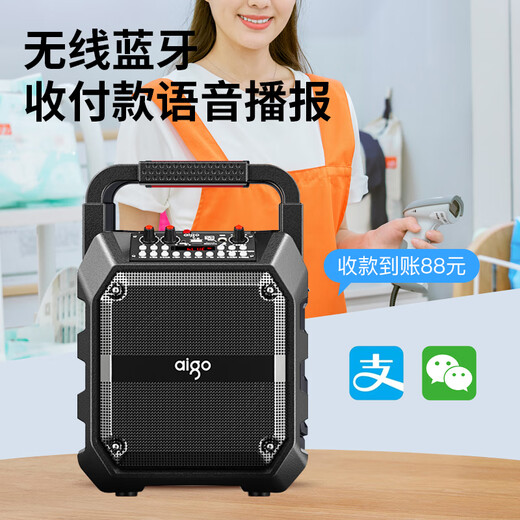 爱国者T52蓝牙音响大音量便携户外K歌广场舞音箱无线收款音响声卡特效U盘TF卡低音炮喇叭扩音器 标准版