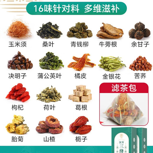光岳楼汉方三绛茶玉米须桑叶茶蒲公英青钱柳绞股蓝罗布麻山楂 一盒三绛茶300克（30小袋）