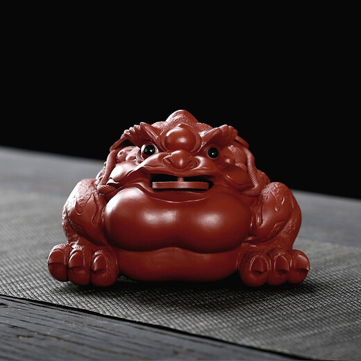 Gold inlaid jade teacher Wang Renbing handmade Yixing purple sand tea pet golden toad ornaments tea play kung fu tea set accessories gift box set good luck big red robe golden toad