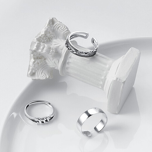 Qi Xiaomi two-piece set of rings for men, trendy Korean hip-hop men's open index finger single ring, adjustable tail ring