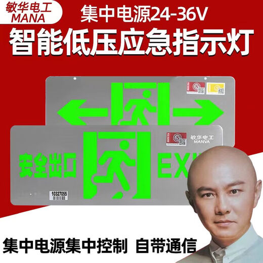 Man Wah Electrician Man Wah A type intelligent fire evacuation indicator light low voltage 36v emergency safety exit emergency light centralized control type Man Wah 0.38 stainless steel single side left-facing set