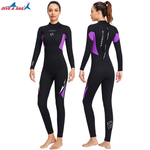 DIVE&SAIL New 3MM Diving Suit Women's One-piece Long Sleeve Thickened Warm Couple Wet Suit Men's Snorkeling Surfing Jellyfish Swimsuit Men's Black 2XL