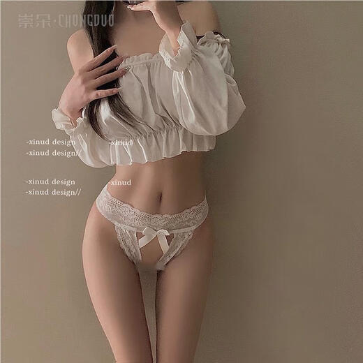 Large size sexy underwear with crotch opening that can be inserted into women's passionate flirting bed temptation thong 2024 new white