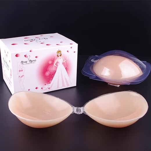 Xihu breast patch silicone invisible bra for women's wedding dress push-up breast patch suspender bra anti-bulge small breast thin section SJ simple package - breathable C pair of breast patches 10 pieces + cleaning soap