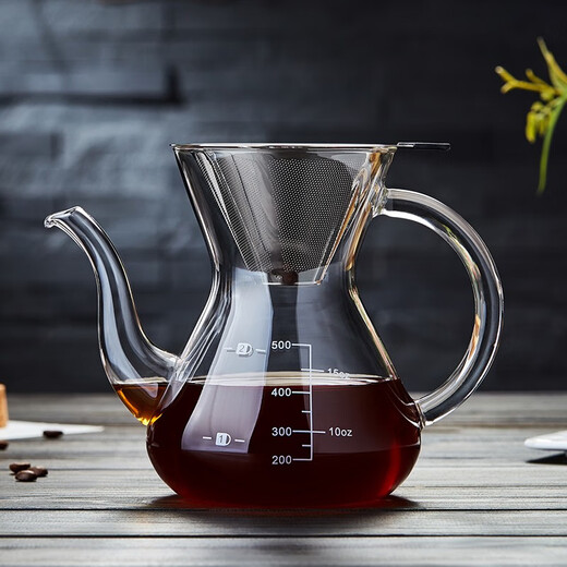 Mesni hand-brewed coffee pot set heat-resistant glass filter sharing pot stainless steel graduated drip filter upgraded coffee pot 750ml