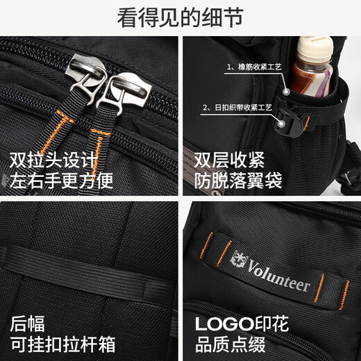 斯帕曼商务休闲双肩包2025新款男士背包大容量行李包通勤电脑包学生书包 黑色(C款)