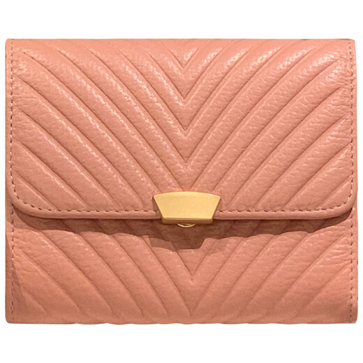 Tushky2025 new folding wallet for women, short leather small fresh wallet embossed diamond 3-fold personalized coin wallet gray