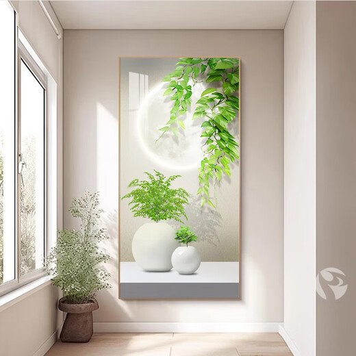 Mopai entrance decorative painting, vertical version, modern simple corridor background wall painting, entry light luxury hanging painting without punching, backed by Jinshan 80*160cm crystal porcelain + aluminum alloy frame
