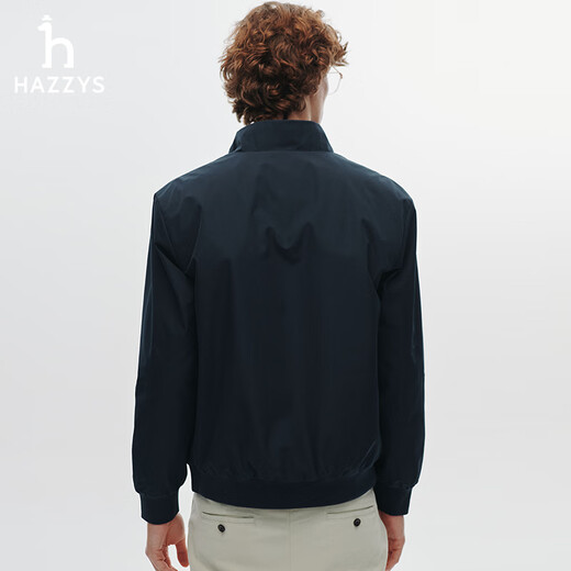 HAZZYS Men's Spring and Autumn Casual Jacket Water-Repellent Stand Collar Sports Jacket Men ASVZU0BCUD4 Navy Blue NV M (170/92A 46)