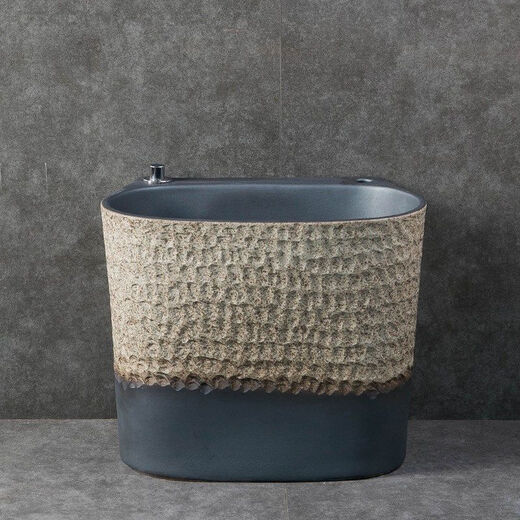 CLCEY balcony outdoor mop pool integrated raised mop pool home bathroom courtyard rectangular ceramic sink basin C style mop pool (send water)