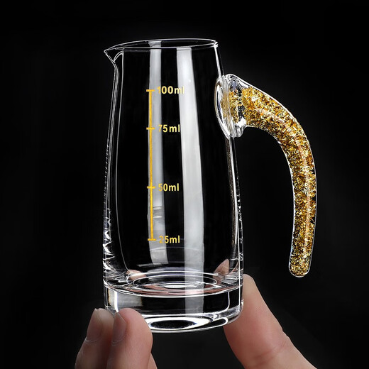 MIDOC household gold foil high-end wine set, white wine cup, wine dispenser, bullet cup, small glass wine cup, luxury 10 pots, 10 cups, round stand) gold foil pot + gold tracing cup