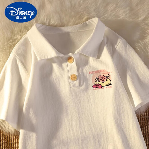 迪士尼（Disney）女童纯棉短袖t恤polo衫印花夏装中大童小女孩打底衫儿童洋气上衣 白色#1105 120 cm适合110-120cm5-6岁