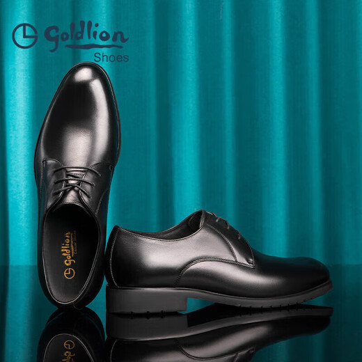 Goldlion Men's Shoes Business Formal Shoes Autumn and Winter Soft Banquet Wedding Shoes Comfortable Derby Leather Shoes 50274043201A Black 42