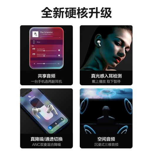 [Third generation noise reduction top version] Junying Air true wireless Bluetooth headphones binaural sports semi-in-ear Huaqiangbei Huawei suitable for Apple iPhone12pro top version [renamed positioning + in-ear detection + second connection + wireless charging]