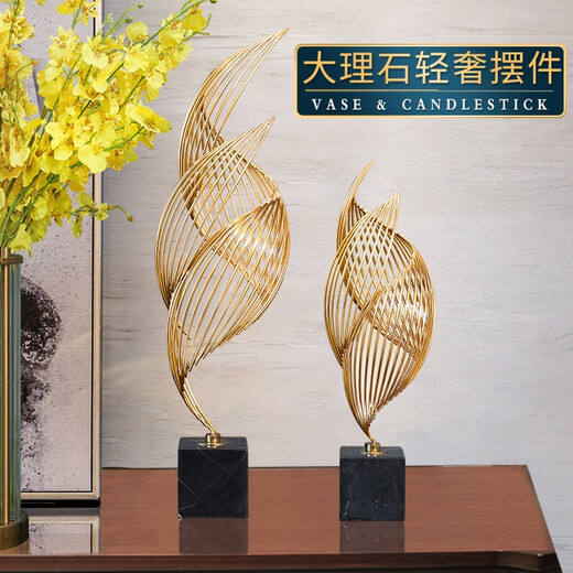 First sight of light luxury furnishings for the living room, office entrance cabinets, art metal furnishings, model room decorations, home crafts, Feng Sheng Shui Qi furnishings, a pair of marble models