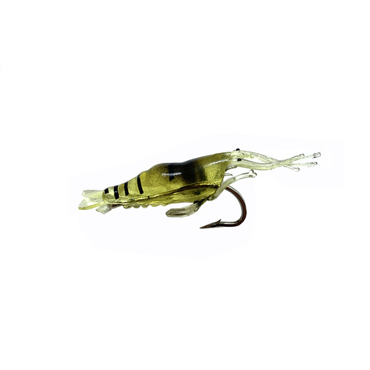 Glow-in-the-dark simulated soft bait with hook, soft shrimp, soft worm lure, fake bait, bionic fish bait, cocked mouth, white striped bass 4cm, fake shrimp, small grass shrimp, 4 pack - 1 of each color