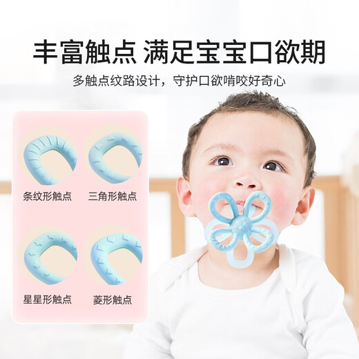 YEEHOO Teething Gel Baby Toy Silicone Boilable Chewable Teeth Baby Toy Soothing Oral Appetite Period Vapor Phase Glue. Soft and odorless blue