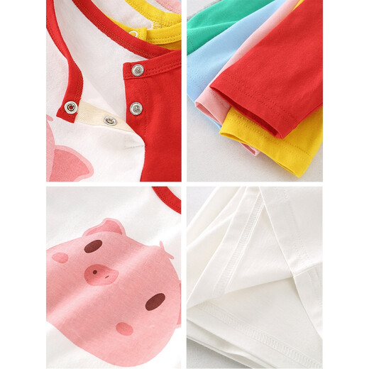 G.duck 儿童t恤长袖女婴儿衣服男童纯棉T恤春装春秋宝宝童小童上衣打底 深蓝色 Y6189白色小熊 100 cm