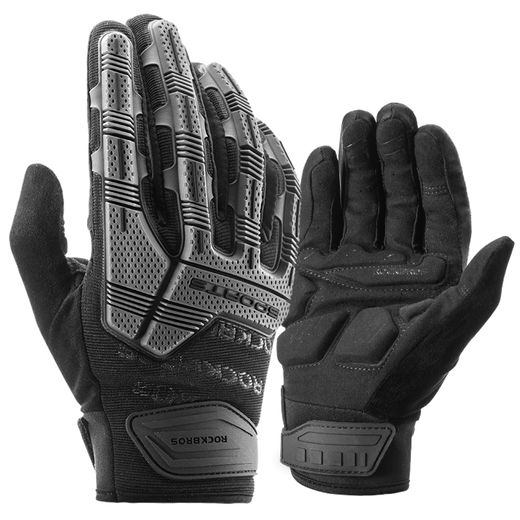 ROCKBROS Cycling Gloves Motorcycle Bike Electric Motorcycle Long Finger Men's Silicone Warm Spring and Autumn Winter Rider Equipment Black Spring and Autumn (Fingertip Touch Screen/SBR Palm Rest/Back Elastic Glue) XL