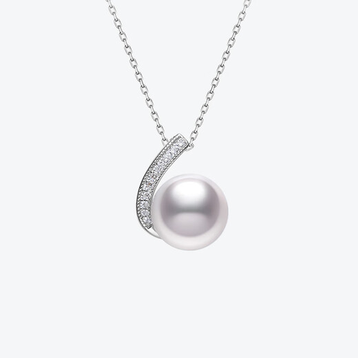 Meluxe 18K gold akoya saltwater pearl necklace pendant single piece, birthday gift for girlfriend, wife, nearly round - strong light - slightly imperfections 10-10.5mm