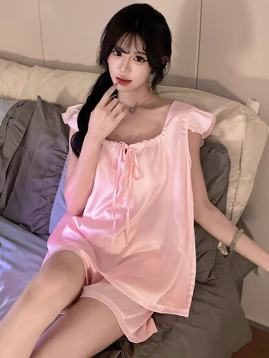 Modal ice silk pajamas for women in summer 2025 new Xiaofei cuffs chest pad high-end women's large-size short-sleeved home clothing JDX_9227# vest cover apricot color (with fixed chest 2 XL