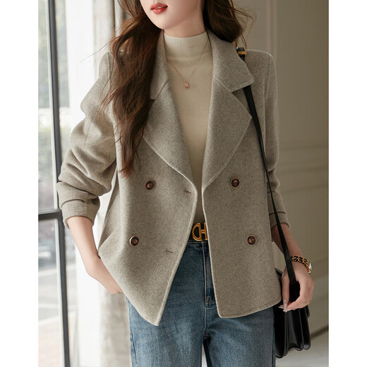 Demana double-sided wool reputation king new winter commuter sheep wool Korean style lapel simple style jacket women's short top