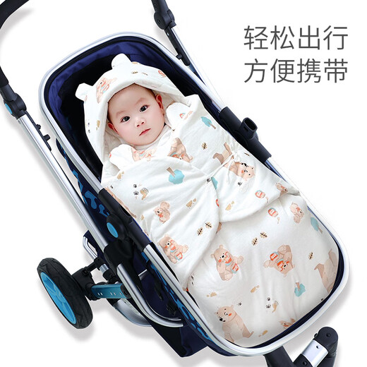 Disney newborn baby blanket autumn and winter thickened anti-jump sleeping bag newborn baby winter autumn pure cotton outing blanket Penguin (thickened in autumn and winter recommended room temperature 5-20 80*38 (recommended age 0-6 months)