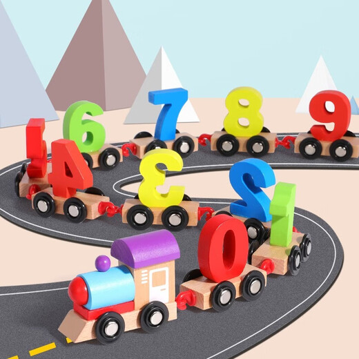 Miaowaer Children's's Toys Magnetic Digital Train en bois Lettre d'éducation précoce en bois cognitif Blocs de construction Toy Car 3-6 ans Gift 27 Lettres Magnétique Train [Givea Storage Sac]