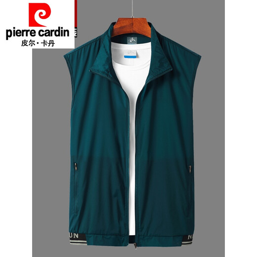 皮尔卡丹（pierre cardin）夏季薄款马甲男士马夹夏天户外速干皮肤衣透气背心坎肩衣外套 806防 晒马甲-牛仔兰 XL